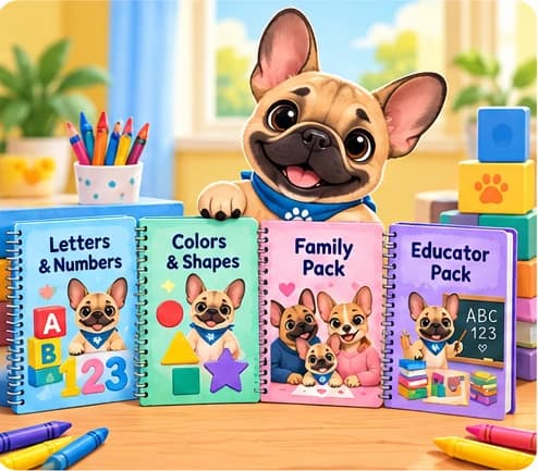 PlayPuppy presenting the Letters and Numbers, Colors and Shapes, Family, and Educator packs